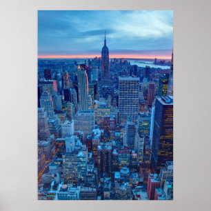 Poster Os arranha-céus de Manhattan são iluminados