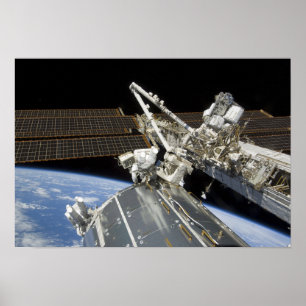 Póster Os astronautas executam uma série de tarefas