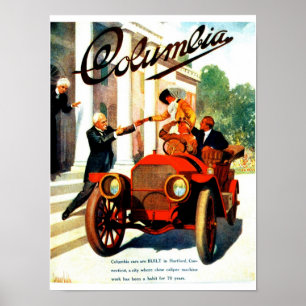 Poster Os automóveis de Colômbia dos 1910s do vintage 1