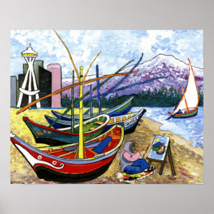 Póster Os barcos de Van Gogh