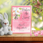 Poster Os Bebês Chás de fraldas De Coelhinho São Doentes.<br><div class="desc">Doce chá de fraldas de menina rosa,  coelhinha,  "Bebês são doces",  sinal de "Por favor,  faça um tratamento",  design composto por Designs de Holiday Hearts.</div>