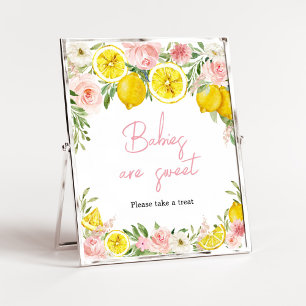 Poster Os bebês cor-de-rosa com limão floral são doces