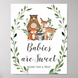 Poster Os Bebês da Floresta Verde são Doce Tome um Tratad