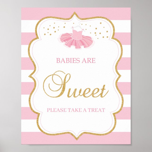 Poster Os bebês de roupas tutus são doces sinais cor-de-r (Frente)