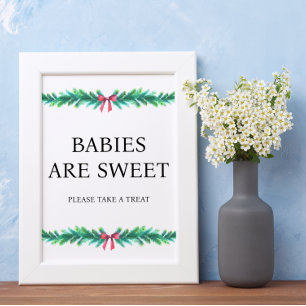 Poster Os bebês do ramo natalino são Chás de fraldas doce