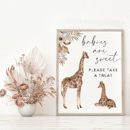 Poster Os Bebês São Doces Levam Um Sinal De Chá De Girafa