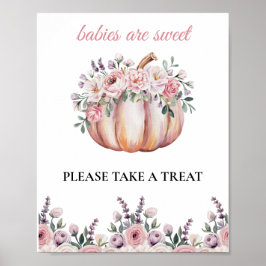 Poster Os Bebês São Doentes Com Pumpkin Floral Chá de fra