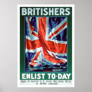 Póster Os Britishers recrutam hoje (US02116)