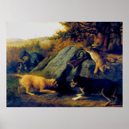 Poster Os Caçadores de Coelhos Thomas Hewes Hinckley 1850