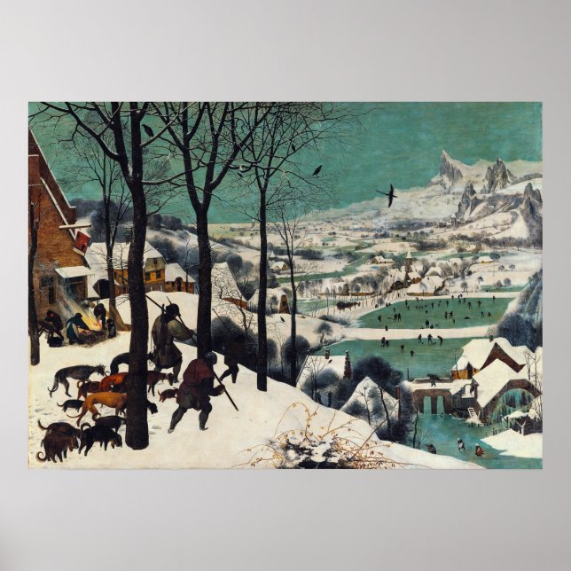 Poster Os caçadores na neve por Pieter Brueghel (Frente)