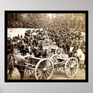 Póster Os canhões puxados a cavalo aproximam os carvalho