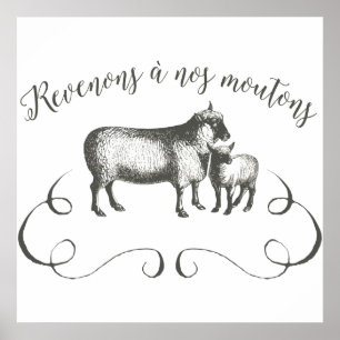 Póster Os carneiros cultivam o estilo francês engraçado