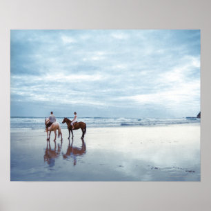 Poster Os cavalos de equitação do casal em Parkiri