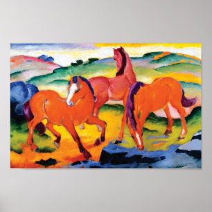 Póster Os Cavalos Vermelhos de Franz Marc