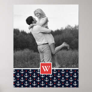 Poster Os corações & o teste padrão   das âncoras