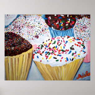 Póster Os "cupcakes com polvilham "