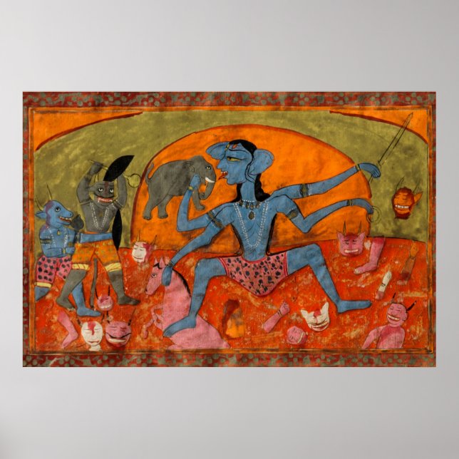 Poster Os demônios de caça Kali de cor azul-complexada (Frente)