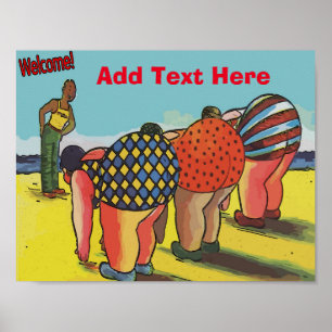 Póster Os desenhos animados bem-vindos da praia adicionam