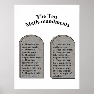 Poster Os Dez Mandamentos Matemáticos