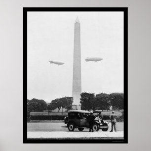 Póster Os dirigíveis aproximam o monumento de Washington