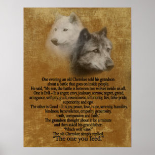 Póster Os Dois Lobos, Cherokee proverb