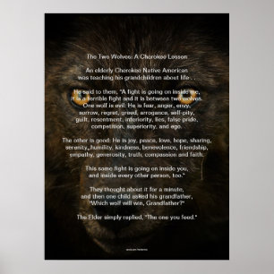 Póster Os dois WOLVES CHEROKEE TALE Nativo Americano
