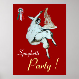 Poster OS ESPAGUETES PARTY, COZINHA ITALIANA, branco