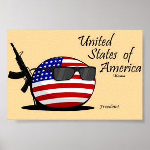 Póster Os Estados Unidos da América (EUA) Countryball