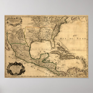 Póster Os Estados Unidos e mapa do sul de América Centra