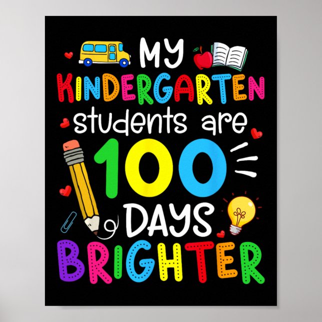 Poster Os Estudantes Do Jardim Infantil Têm 100 Dias Mais (Frente)