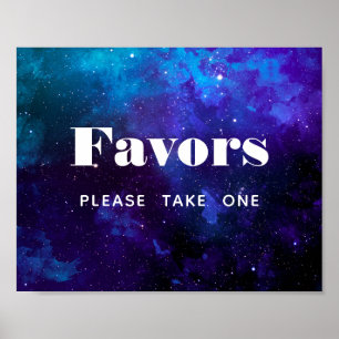 Poster Os favores tomam um. Sinal de casamento espacial. 
