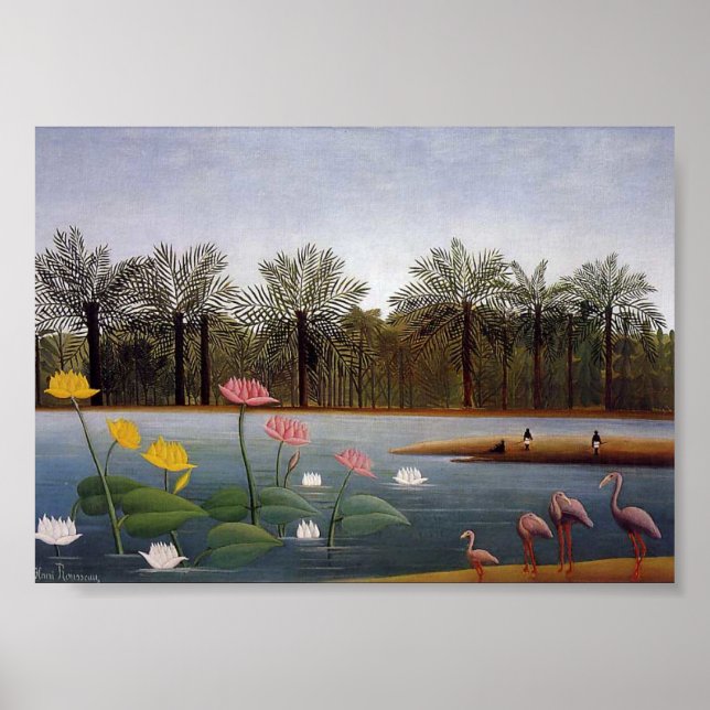 Poster Os Flamingos por Henri Rousseau (Frente)