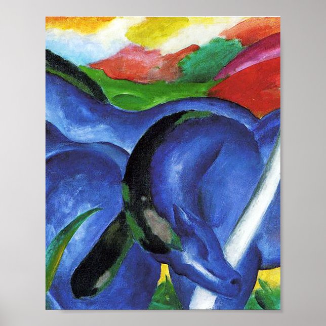 Poster Os grandes cavalos azuis de Franz Marc (Frente)