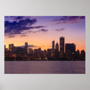 Póster Os grupos do sol sobre a skyline de Chicago