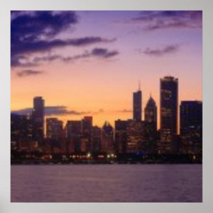 Póster Os grupos do sol sobre a skyline de Chicago