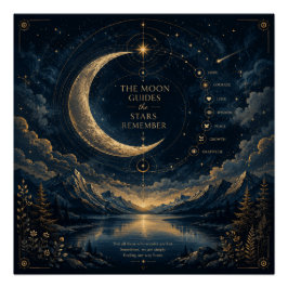 Póster Os Guias da Lua | Arte Celestial da Lua e Estrelas