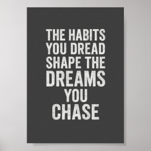 Poster Os Hábitos Que Pensa - Citação Motivacional