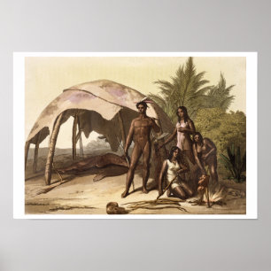 Poster Os indianos de Charrua de Uruguai (litho da cor)