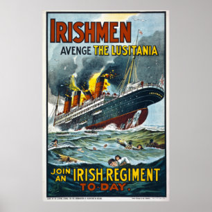 Póster Os Irlandeses Avenge a extra grande do Lusitania