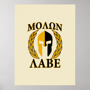 Póster Os louros espartanos do capacete de Molon Labe