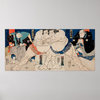 Poster Os Lutadores de Sumô, 1814 - Utagawa Kuniyoshi
