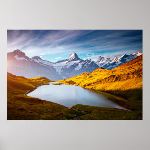 Poster Os maiores picos de Schreckhorn e Wetterhorn.