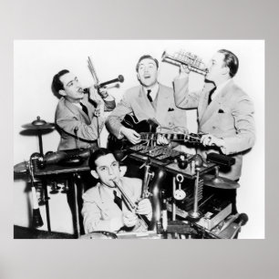 Poster Os meninos na bandvintage, música, banda, retrô, s