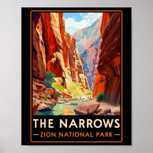 Poster Os Narrows Parque Nacional Zion Caminhada Natureza