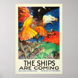 Poster OS NAVIOS ESTÃO VINDO PARA A Propaganda da Guerra