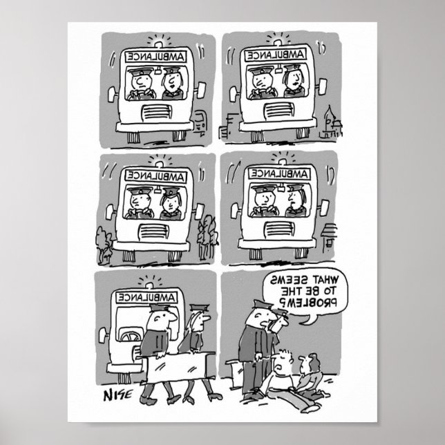 Poster Os paramédicos participam de um acidente. Engraçad (Frente)