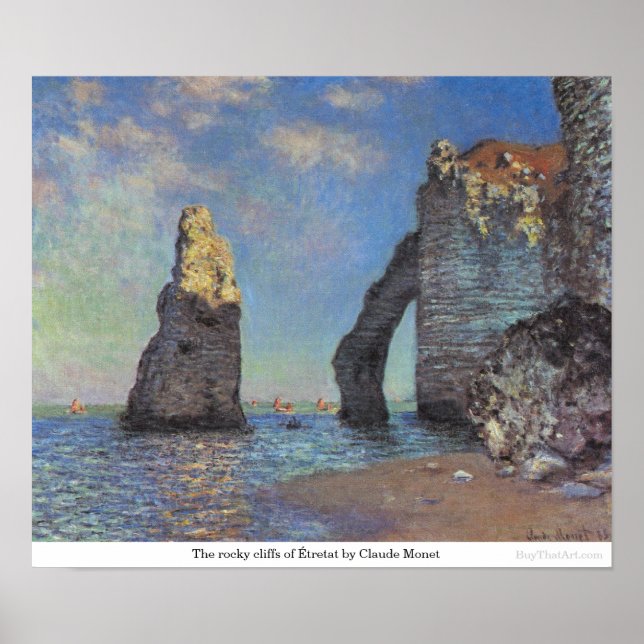 Póster Os penhascos rochosos de Étretat, de Claude Monet (Frente)