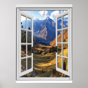 Póster Os picos de montanha vêem Trompe - l ' janela