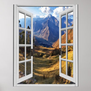 Póster Os picos de montanha vêem Trompe - l ' janela