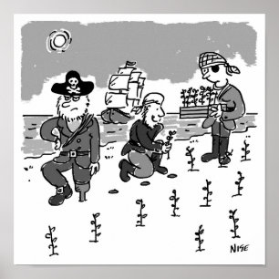 Poster Os piratas estão se preparando usando uma perna d